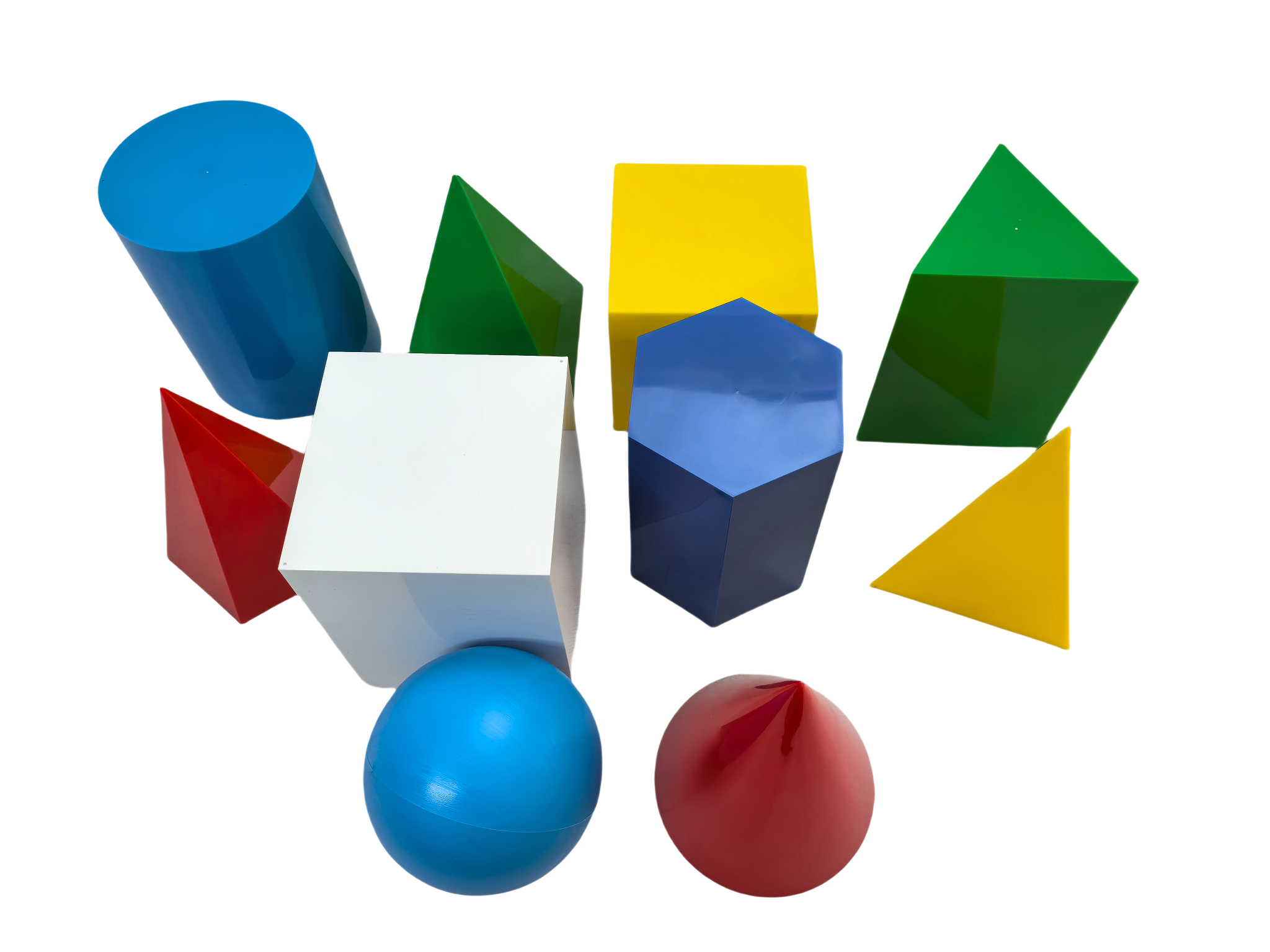 10 adet Plastik Geometri Model Seti, Geometrik Katı Bloklar, Geometri Şekilleri Seti