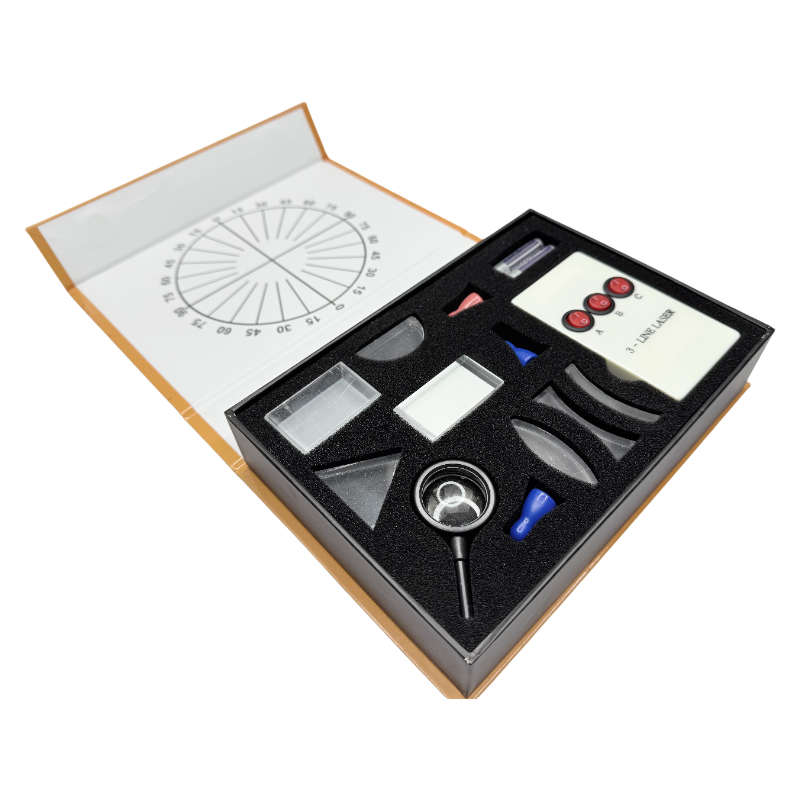 Fiziksel optik kit laboratuvar ekipmanları optik içbükey dışbükey lens prizma seti optik test kutusu